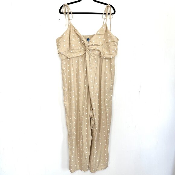 NWT Old Navy Tan Polka Dot Linen Blend Jumpsuit 3X zq - Picture 1 of 6